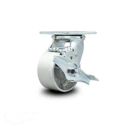 Service Caster 4 Inch Semi Steel Swivel Caster with Roller Bearing and Brake SCC-30CS420-SSR-TLB